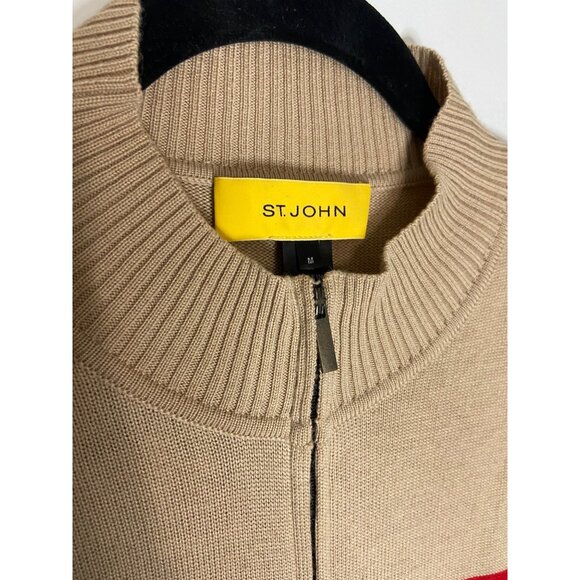 St. John Colorblock Striped Full Zip Wool Sweater-sz Medium - Picture 3 of 6